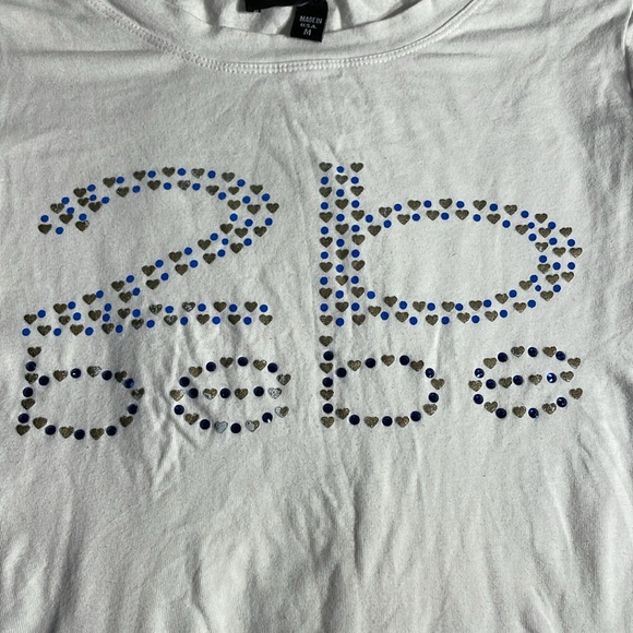 Vintage Bebe Y2K Women’s White W/sequins Tee Shirt Size Medium - Picture 3 of 5